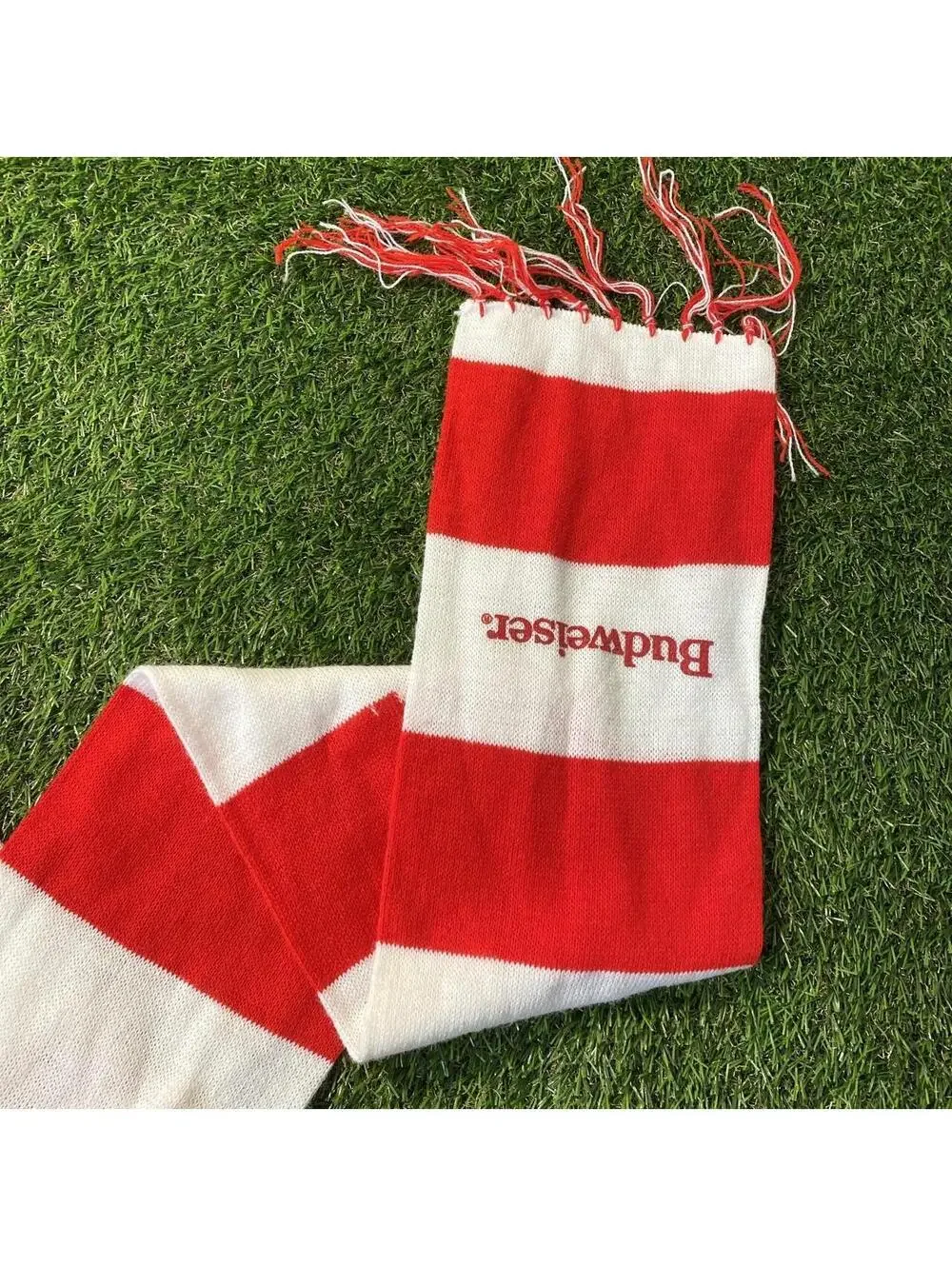 Vintage 80’s/90’s Budweiser Beer Striped Scarf